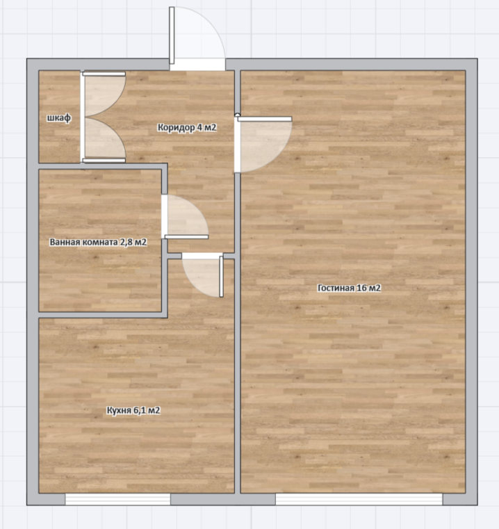 1-комнатная 28.9 м2 в ЖК undefined корпус null этаж 1