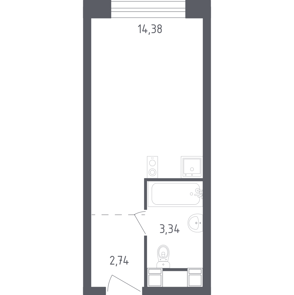 Студия 20 м2 в ЖК Пятницкое 58 корпус null этаж 18