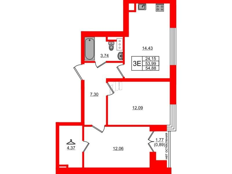2-комнатная 54 м2 в ЖК Сертолово Парк корпус null этаж 8