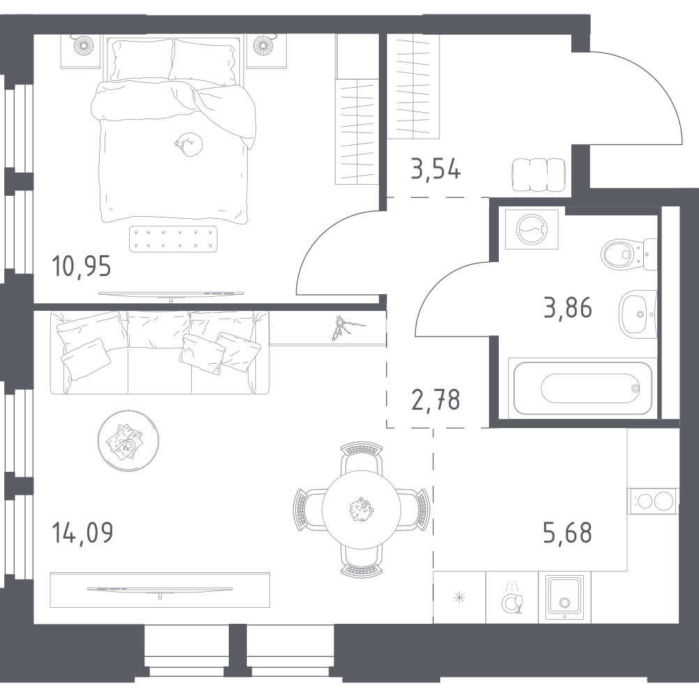 Студия 40 м2 в ЖК Космический Квартал корпус null этаж 6