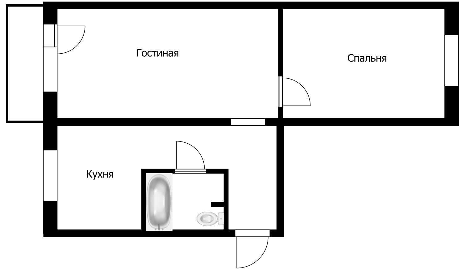 2-комнатная 44.6 м2 в ЖК undefined корпус null этаж 4