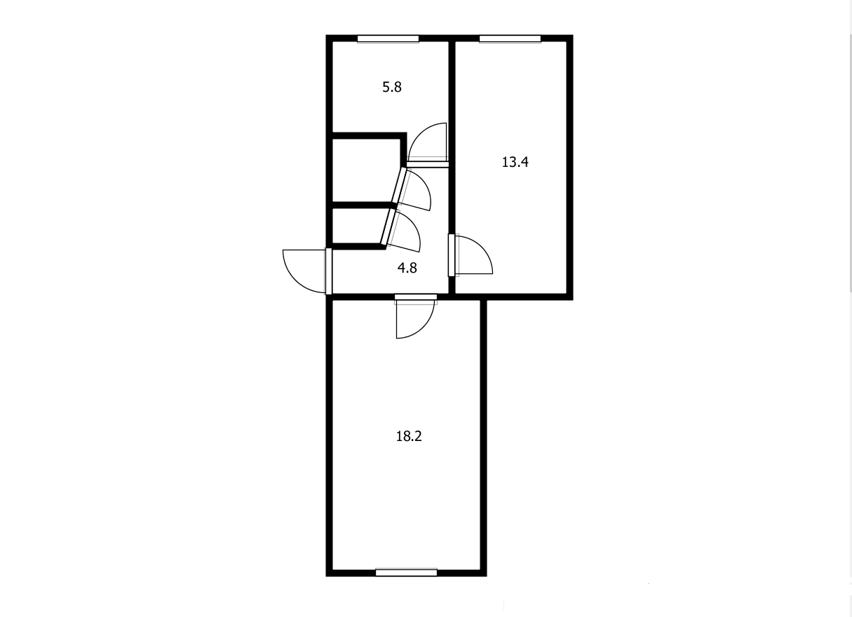 2-комнатная 45.2 м2 в ЖК undefined корпус null этаж 1