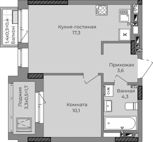 1-комнатная 40 м2 в ЖК Город-парк корпус null этаж 8