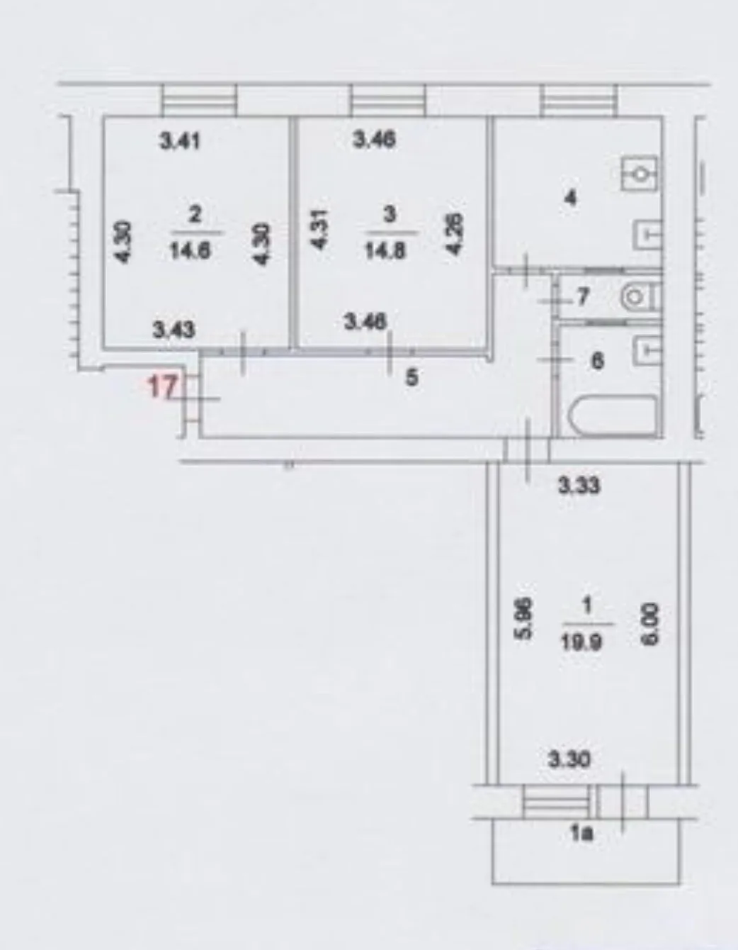 3-комнатная 75.1 м2 в ЖК undefined корпус null этаж 5