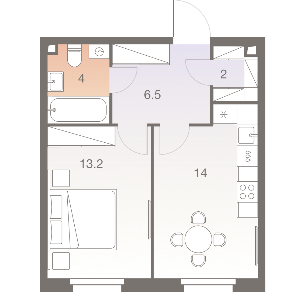 1-комнатная 39 м2 в ЖК Twelve корпус null этаж 19