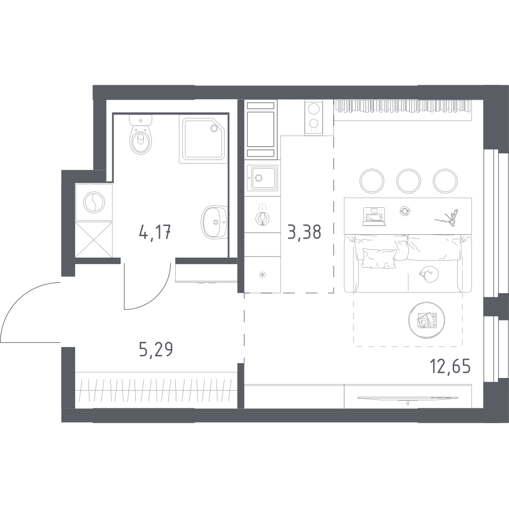 Студия 25 м2 в ЖК Новое Колпино корпус null этаж 5