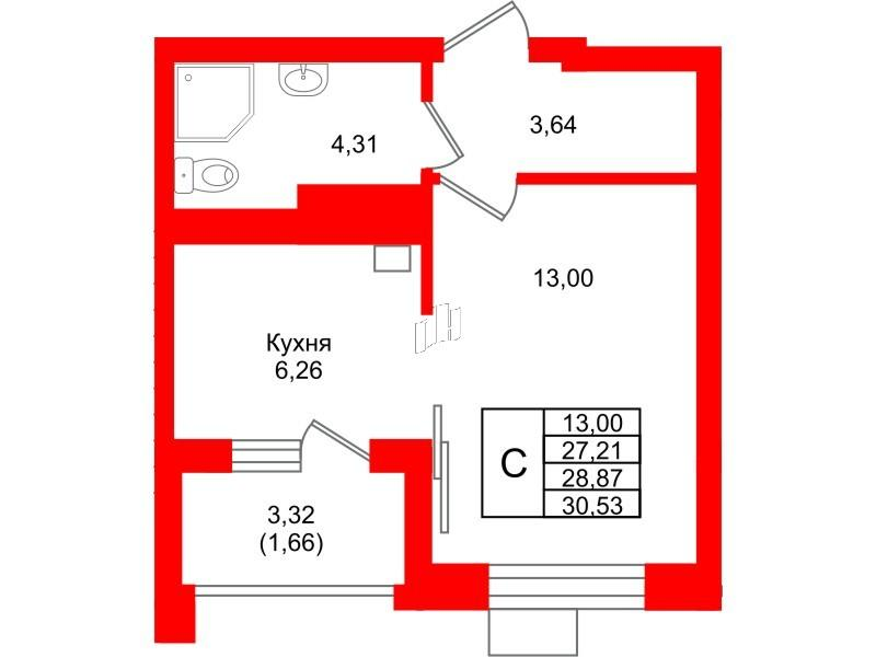 Студия 28 м2 в ЖК Лэйк Сити-9 корпус null этаж 3