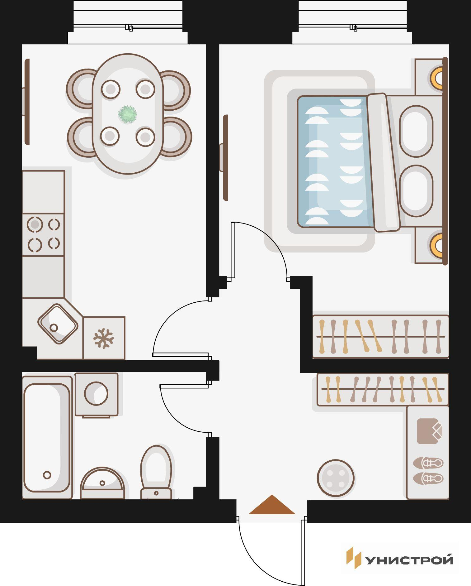 1-комнатная 36 м2 в ЖК Жилой кластер Q на Кулагина корпус null этаж 6