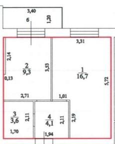 1-комнатная 33.7 м2 в ЖК undefined корпус null этаж 3