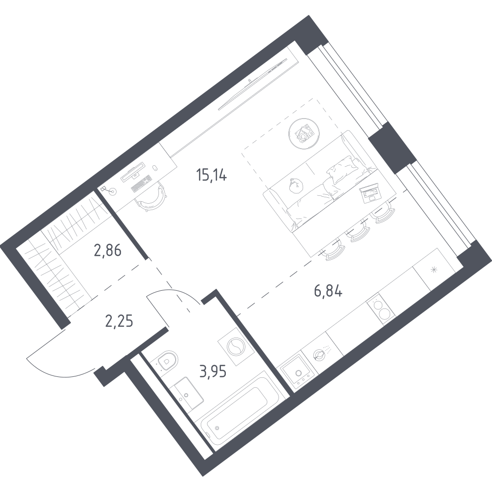 1-комнатная 31 м2 в ЖК Литературный Квартал корпус null этаж 6