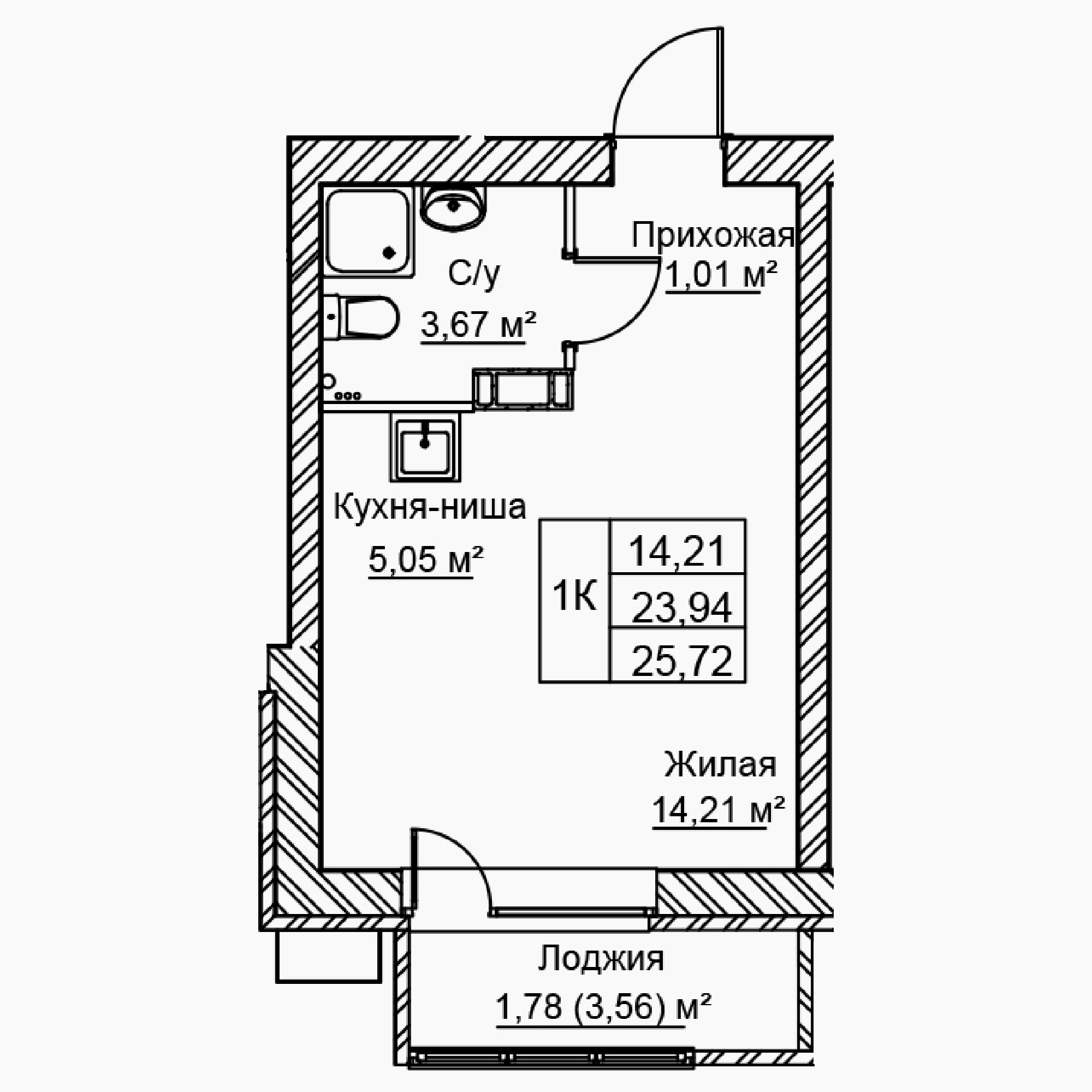 1-комнатная 25 м2 в ЖК Сталь корпус null этаж 12