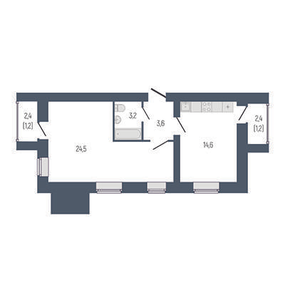 1-комнатная 51 м2 в ЖК Философия Идеалистов на Первомайском корпус null этаж 5