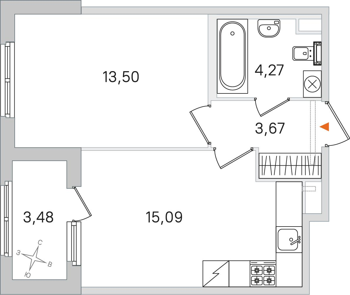1-комнатная 38 м2 в ЖК Дубровский корпус null этаж 1