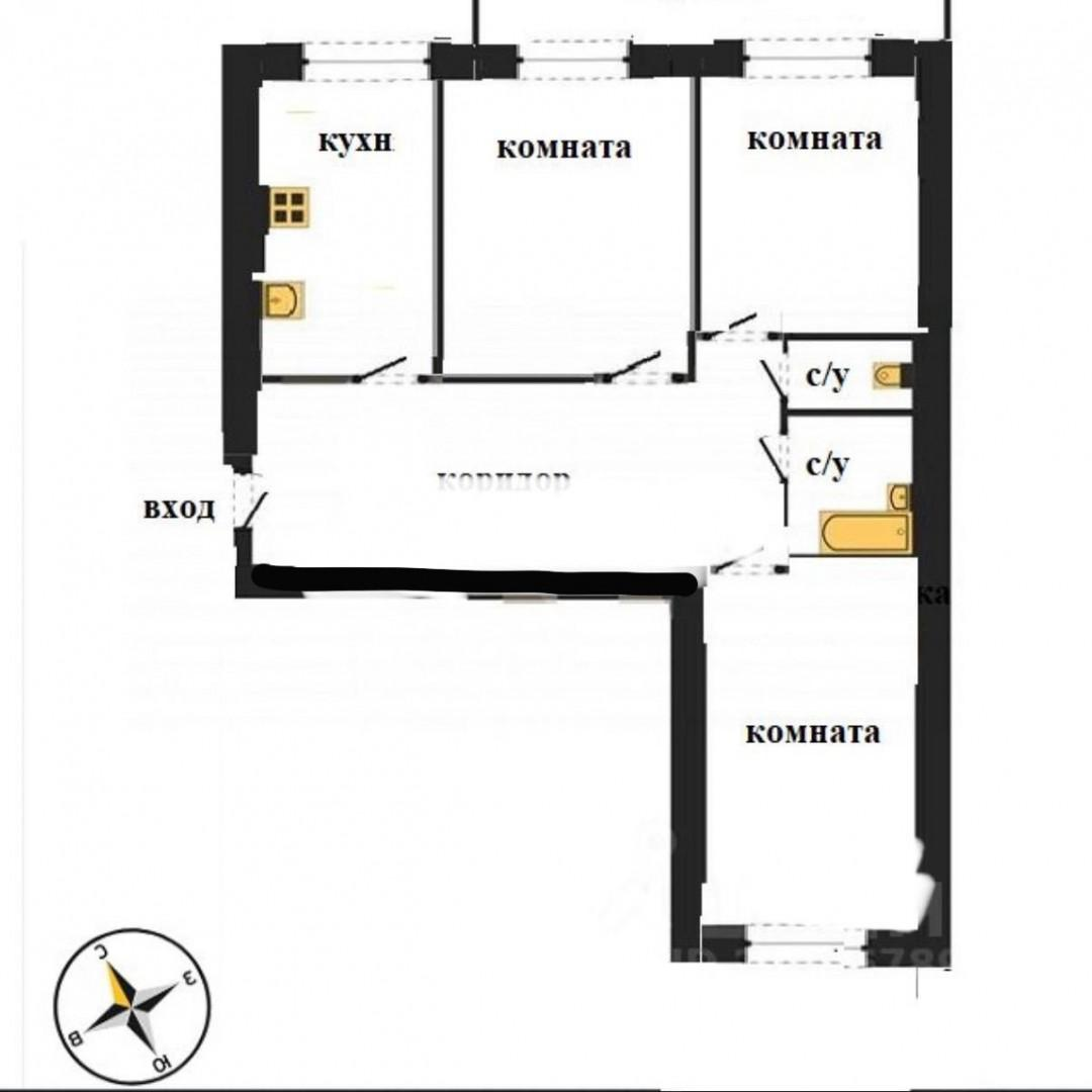 3-комнатная 61 м2 в ЖК undefined корпус null этаж 4