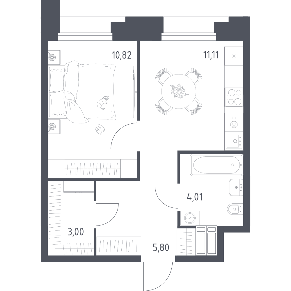 1-комнатная 34 м2 в ЖК Тропарево Парк корпус null этаж 5