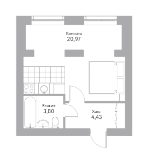 Студия 29.2 м2 в ЖК undefined корпус null этаж 4