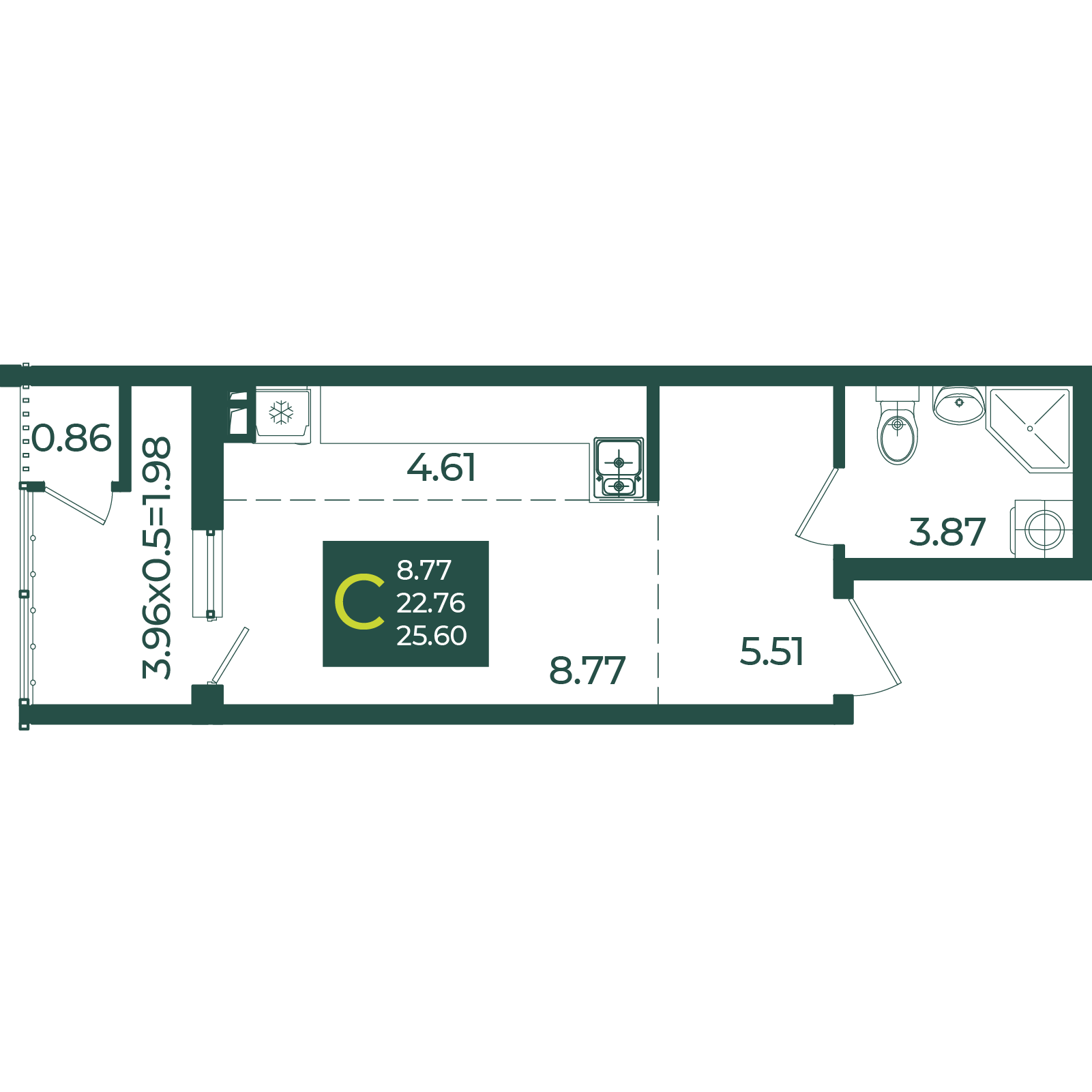 Студия 25 м2 в ЖК Образцово корпус null этаж 6