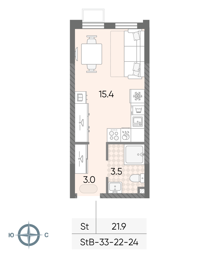 Студия 21 м2 в ЖК ЛУЧИ корпус null этаж 24