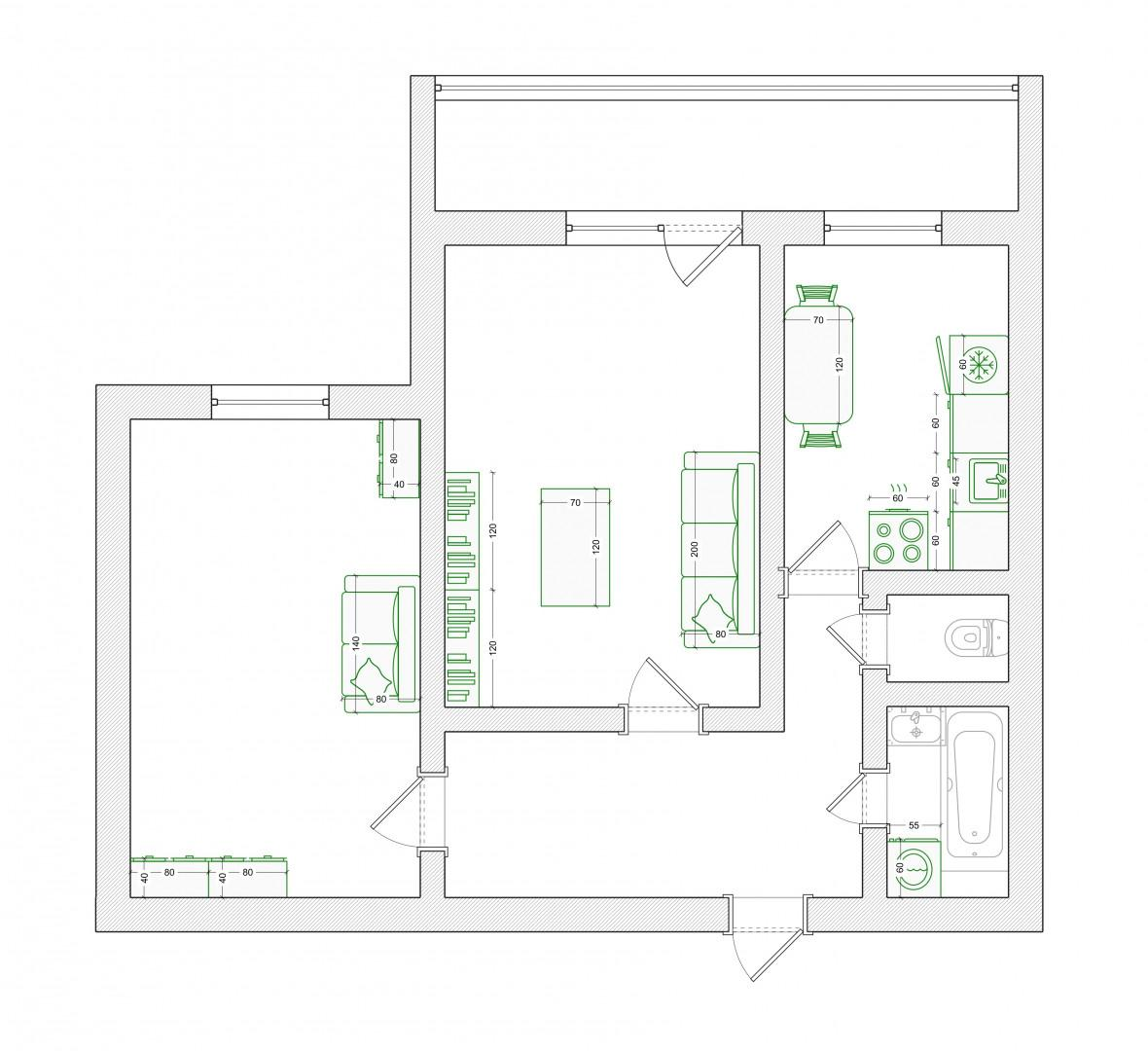 2-комнатная 46.1 м2 в ЖК undefined корпус null этаж 4