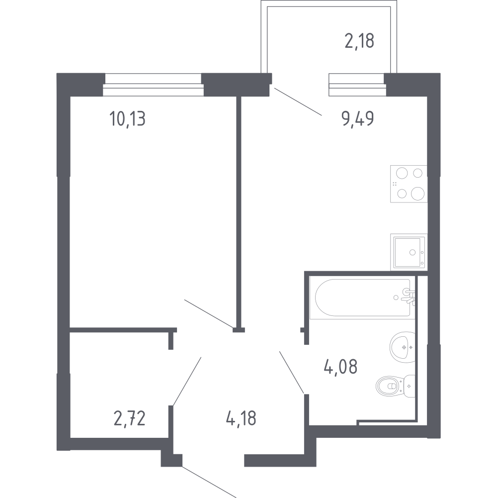 1-комнатная 32 м2 в ЖК Чаркова 72 корпус null этаж 7