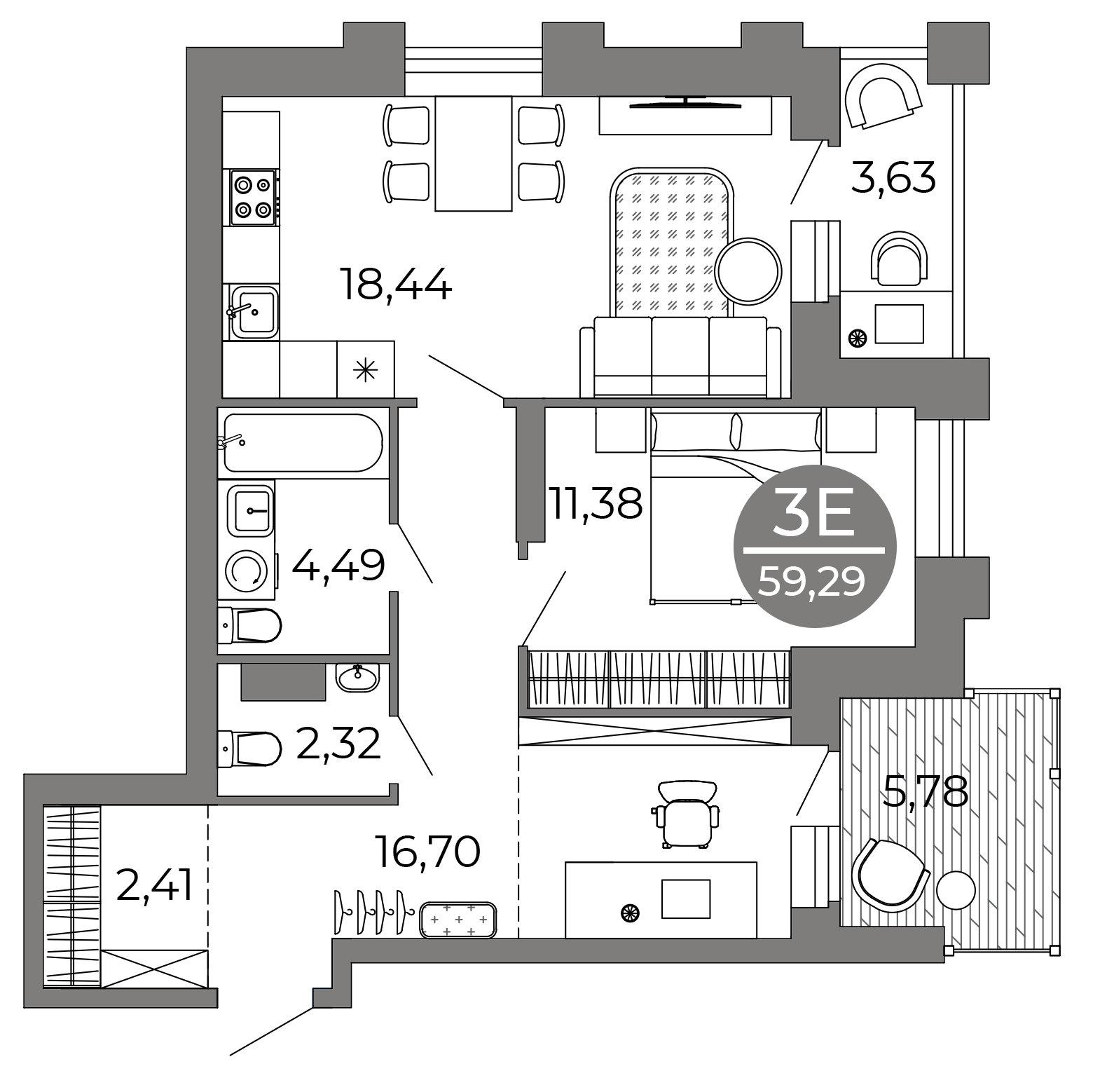 Студия 59 м2 в ЖК Галилей корпус null этаж 1
