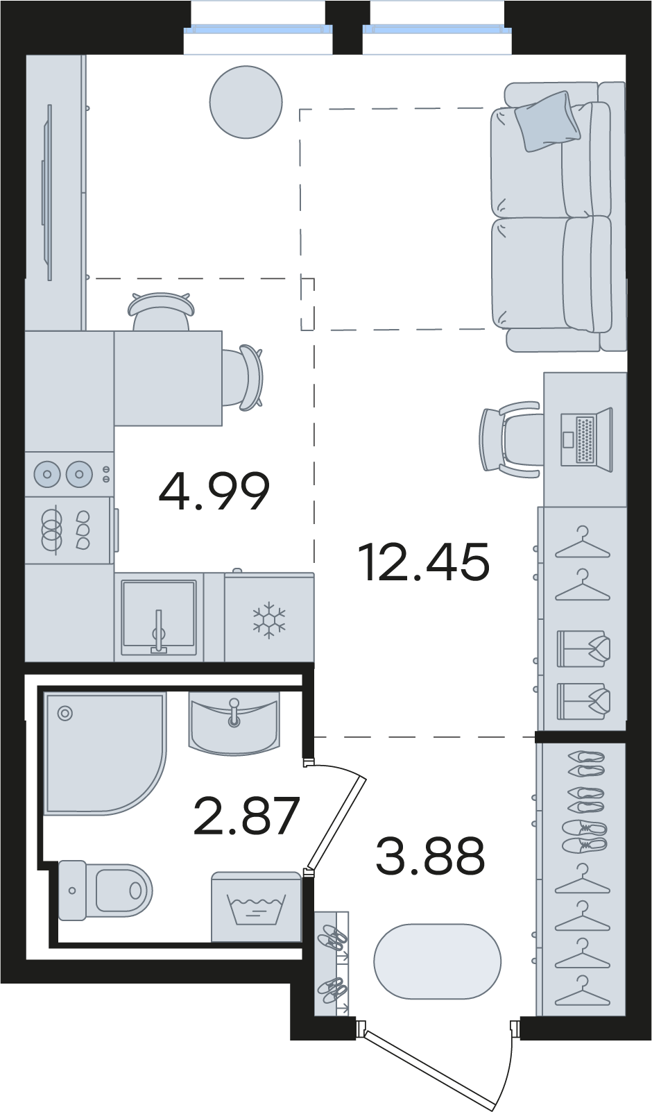 Студия 24 м2 в ЖК Новинки корпус null этаж 9