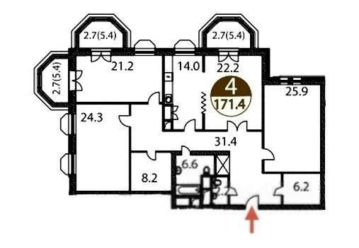 4-комнатная 171.4 м2 в ЖК undefined корпус null этаж 22