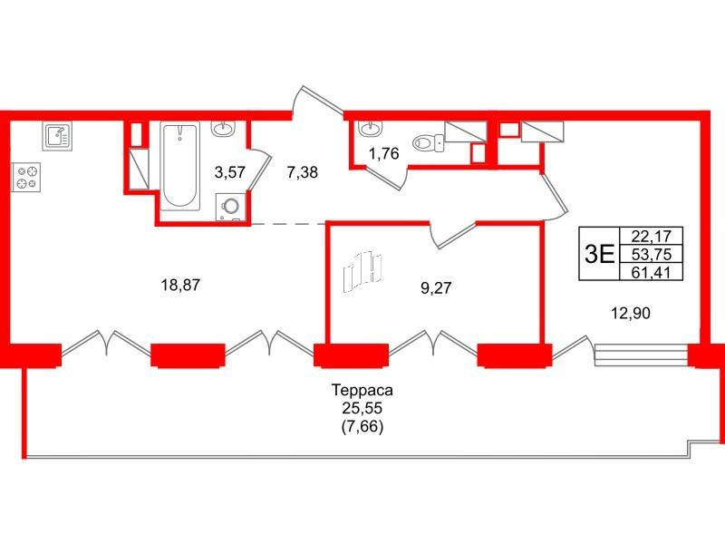 2-комнатная 61 м2 в ЖК ID Petrogradskaya корпус null этаж 6
