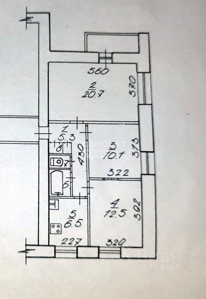 3-комнатная 58 м2 в ЖК undefined корпус null этаж 7