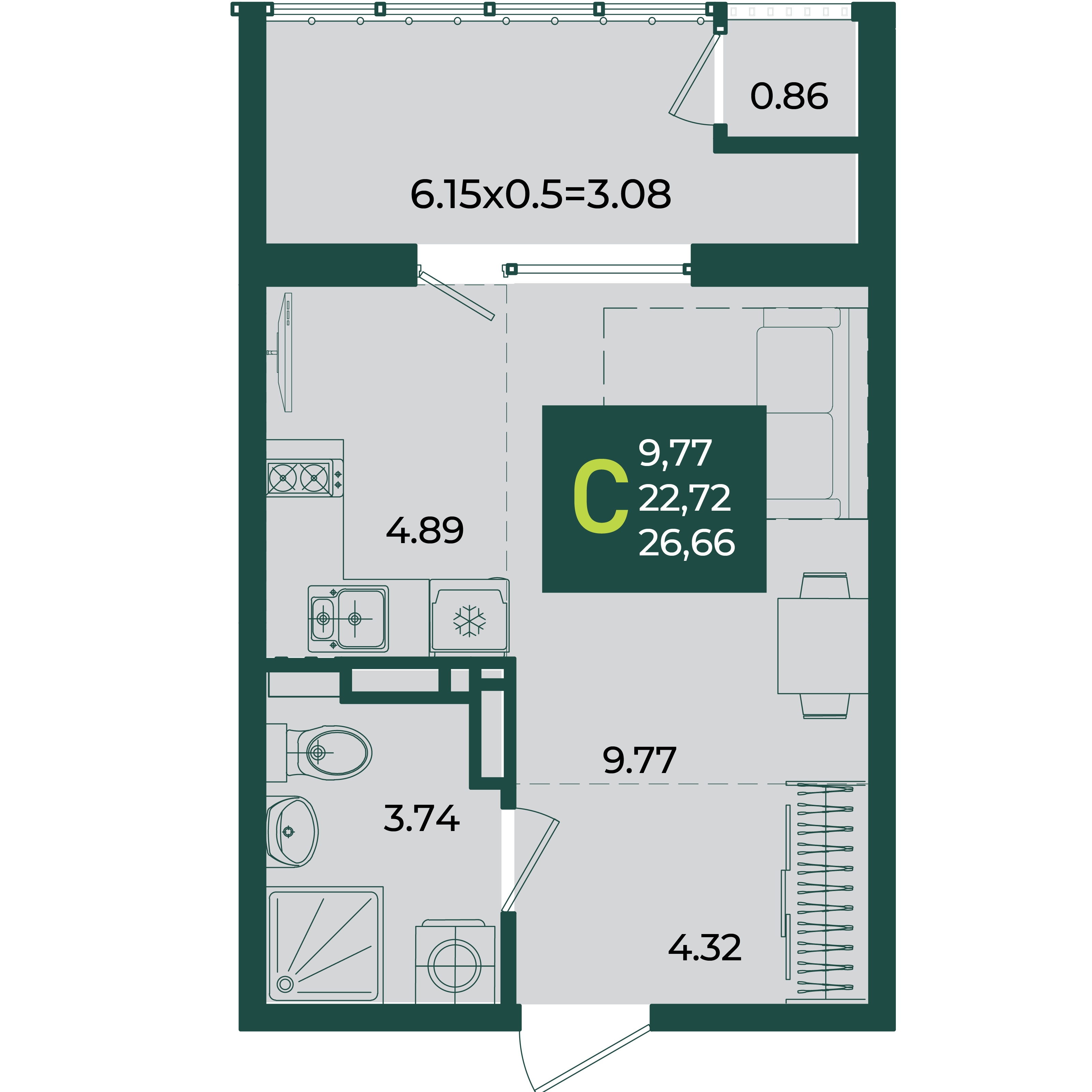 Студия 26 м2 в ЖК Образцово корпус null этаж 10