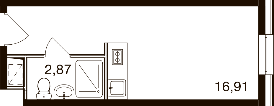 Студия 19 м2 в ЖК М1 Сколково корпус null этаж 3