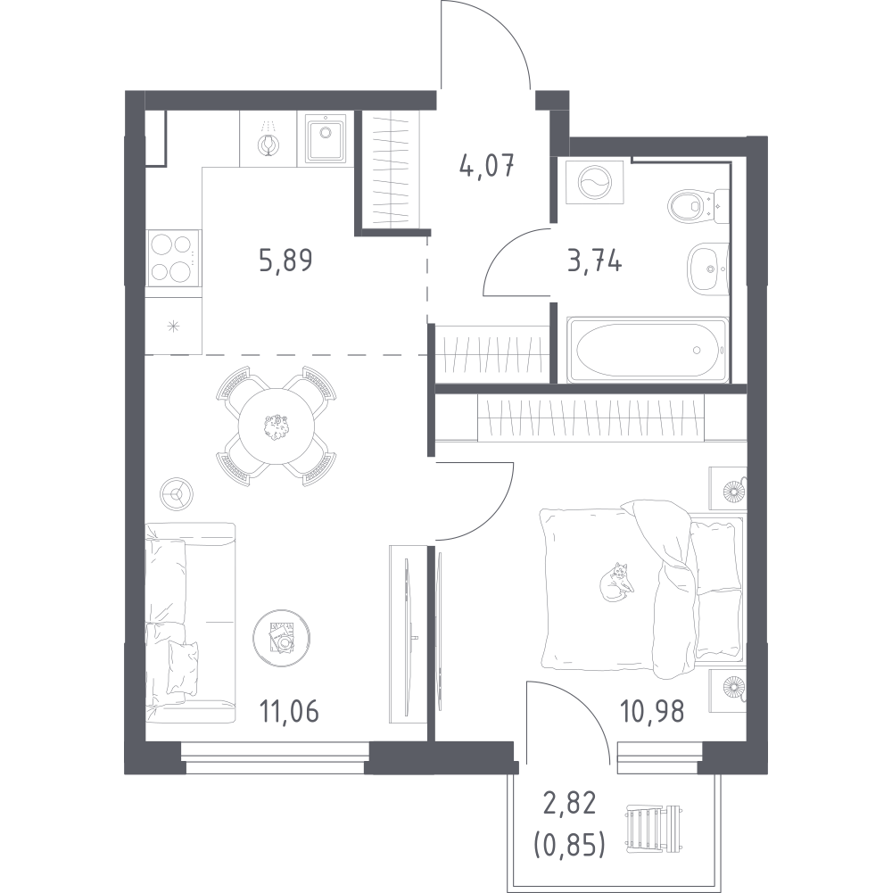 Студия 36 м2 в ЖК Донские Легенды корпус null этаж 13