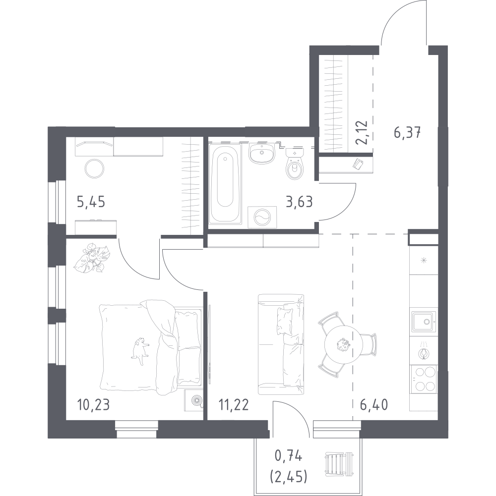 Студия 46 м2 в ЖК Урбан Мартен корпус null этаж 15