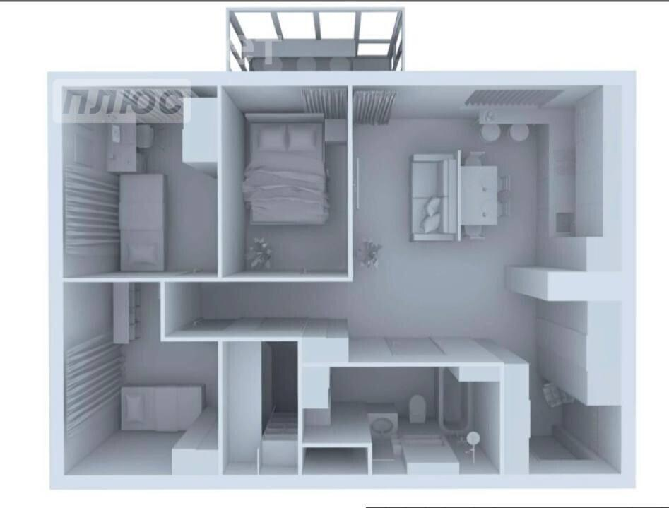 3-комнатная 60.2 м2 в ЖК undefined корпус null этаж 7