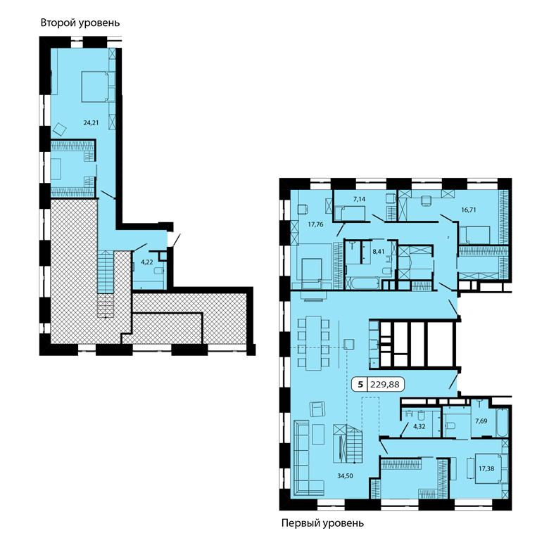 3-комнатная 229 м2 в ЖК Долгоруковская 25 корпус null этаж 5