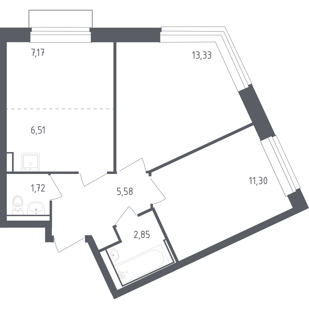 Студия 47 м2 в ЖК Рублёвский Квартал корпус null этаж 2