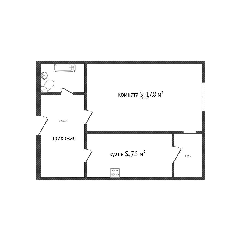 1-комнатная 35.2 м2 в ЖК undefined корпус null этаж 6