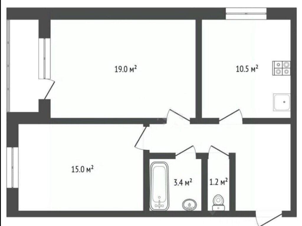 2-комнатная 58.2 м2 в ЖК undefined корпус null этаж 21