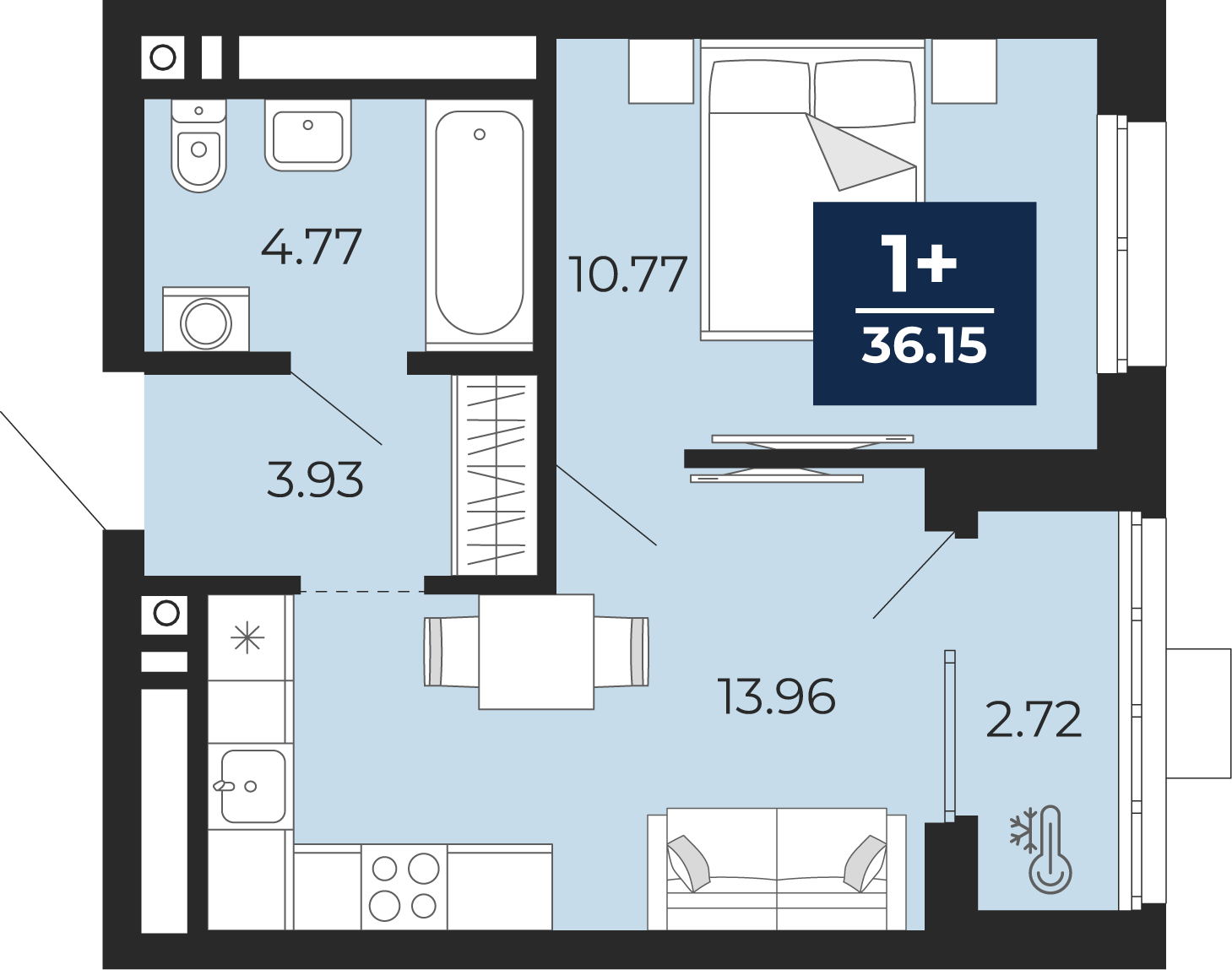 1-комнатная 33 м2 в ЖК Соната-Парк корпус null этаж 15