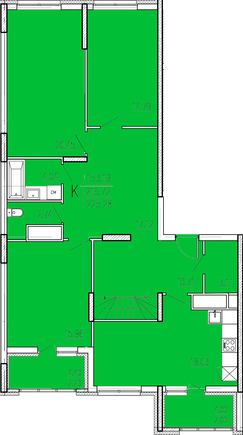 5-комнатная 225 м2 в ЖК Акварель корпус null этаж 17