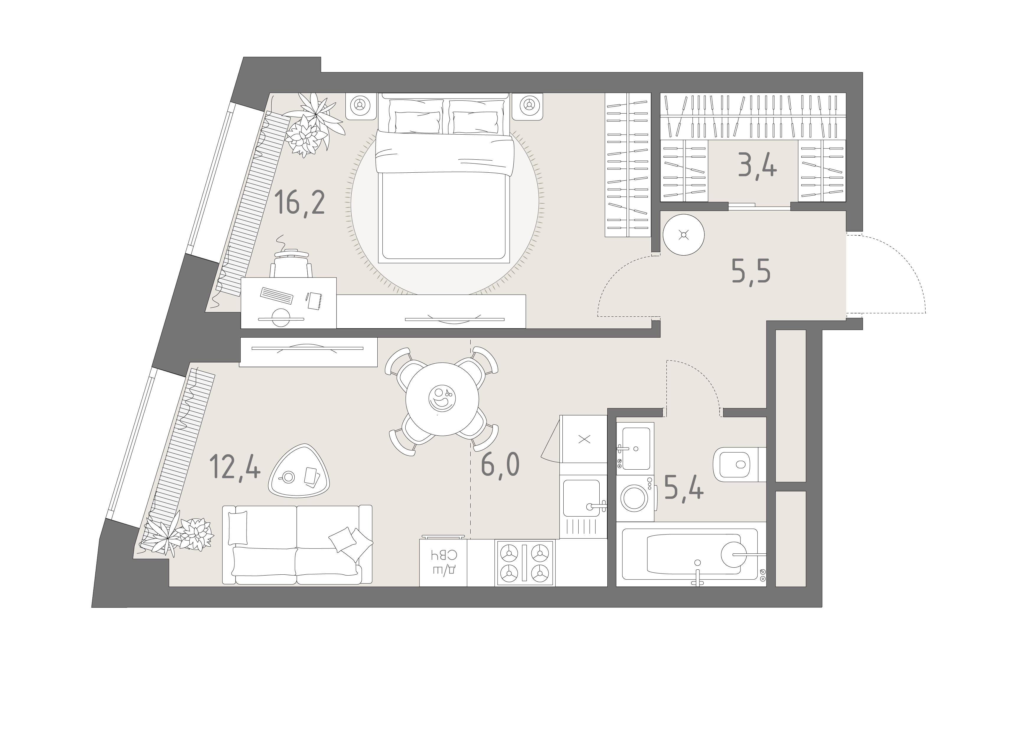 2-комнатная 48 м2 в ЖК Родина парк корпус null этаж 29