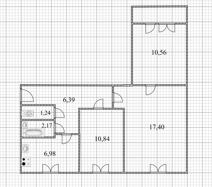 3-комнатная 56.6 м2 в ЖК undefined корпус null этаж 8