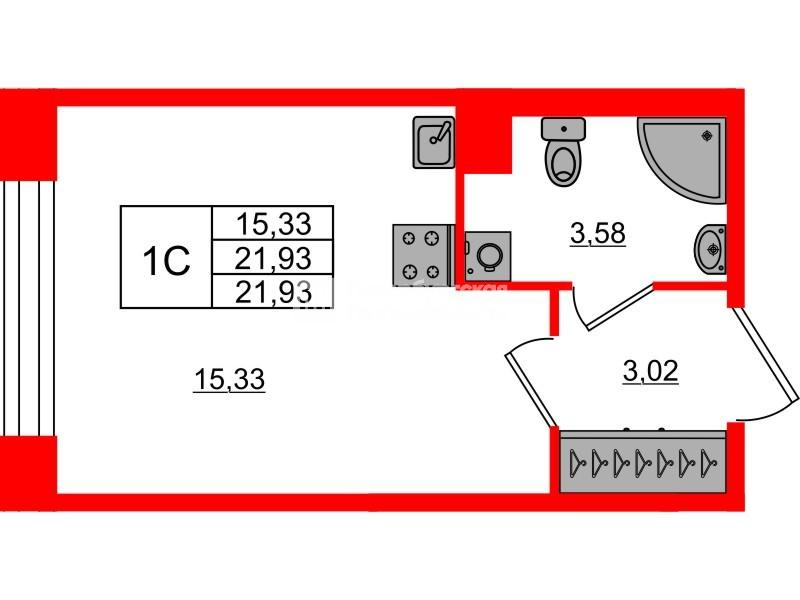 Студия 21 м2 в ЖК Астра Континенталь корпус null этаж 2