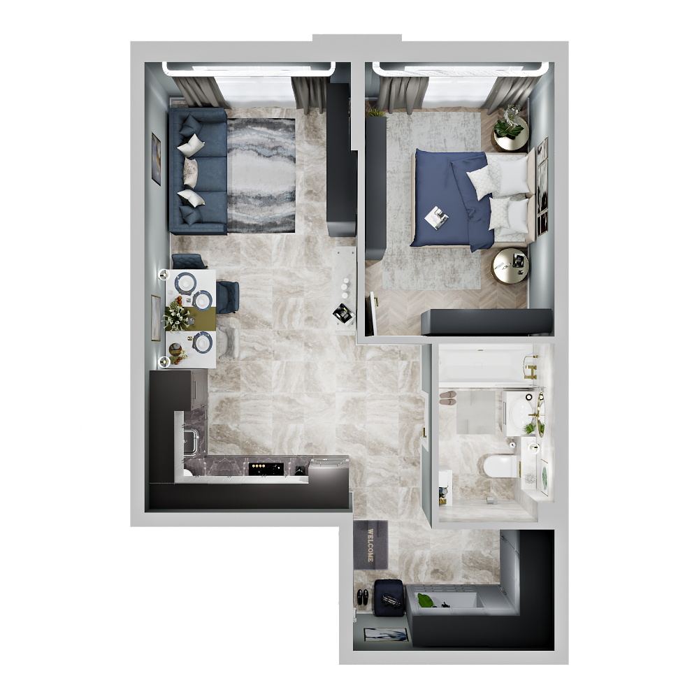 1-комнатная 43 м2 в ЖК Зеленая территория корпус null этаж 5