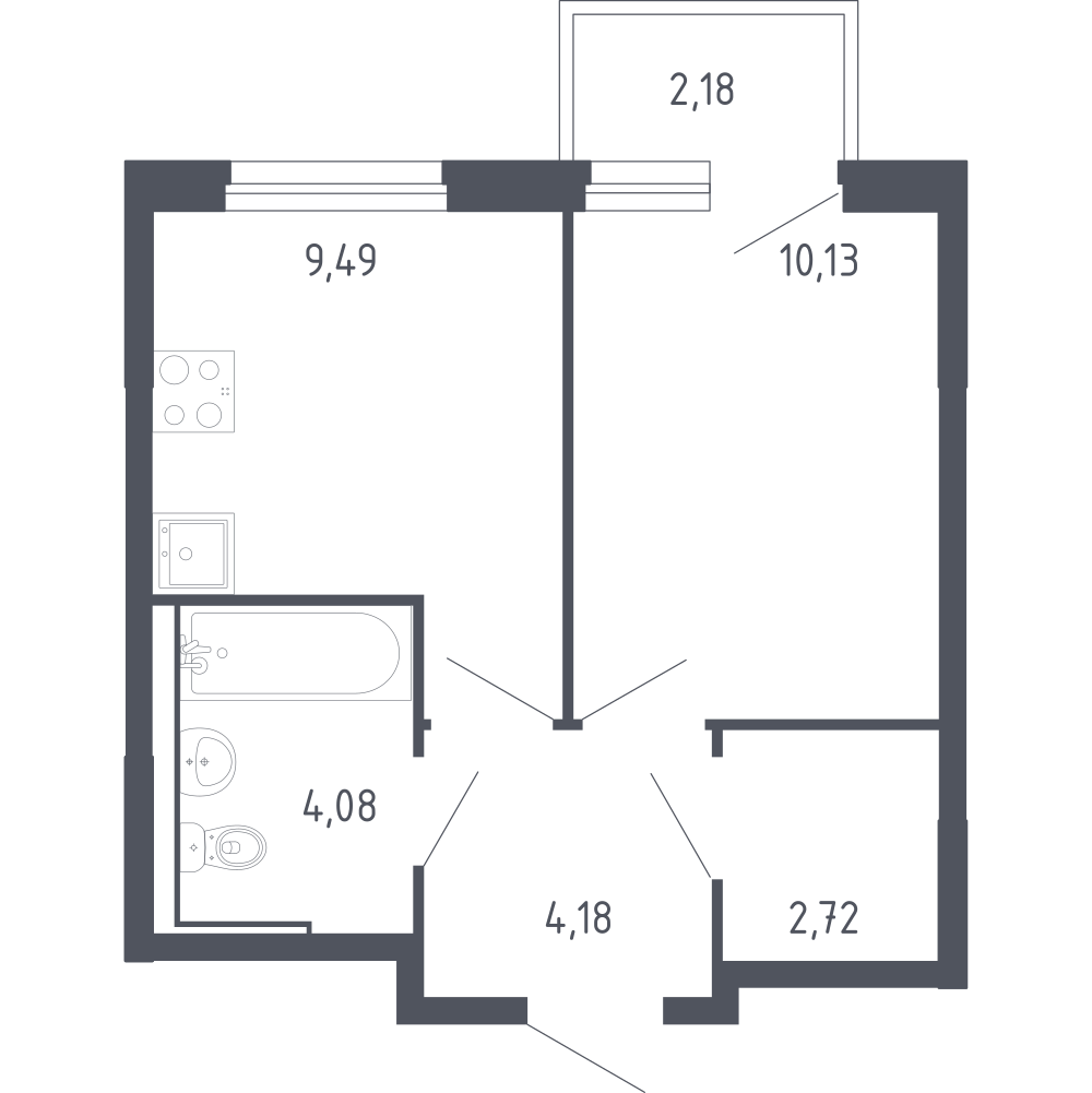 1-комнатная 30 м2 в ЖК Чаркова 72 корпус null этаж 5