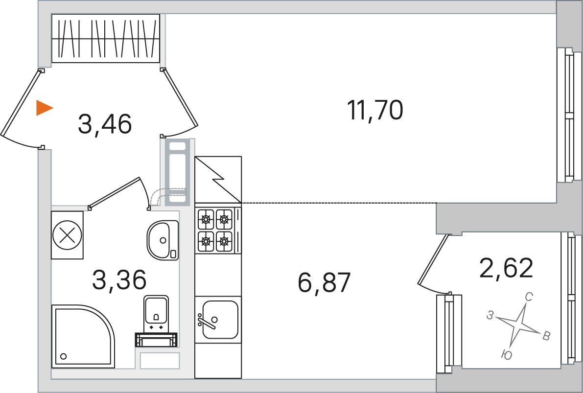 Студия 26 м2 в ЖК Дубровский корпус null этаж 3