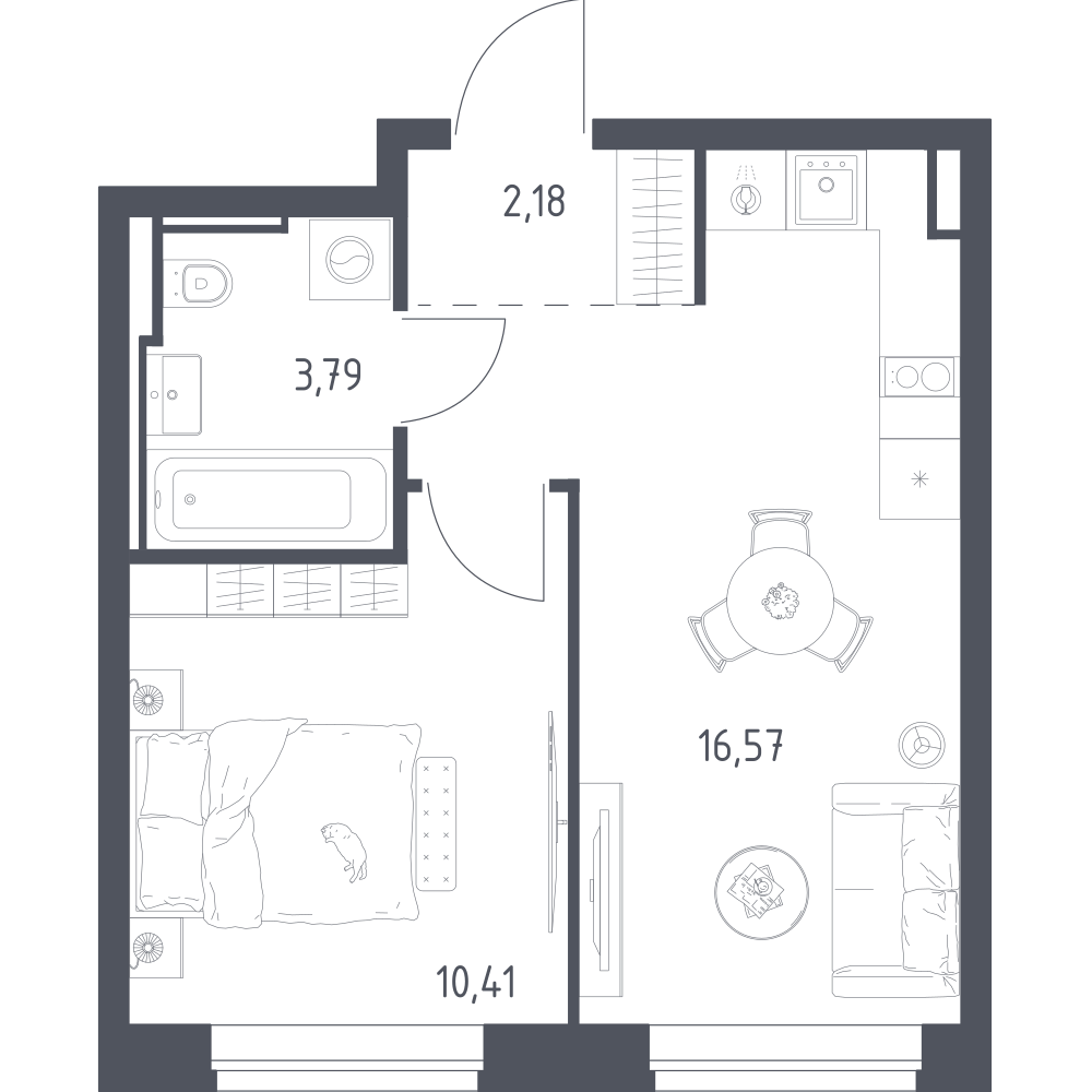 1-комнатная 32 м2 в ЖК Литературный Квартал корпус null этаж 4