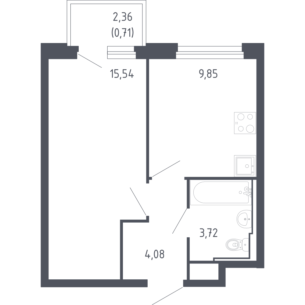 1-комнатная 33 м2 в ЖК Сердце Сахалина корпус null этаж 8