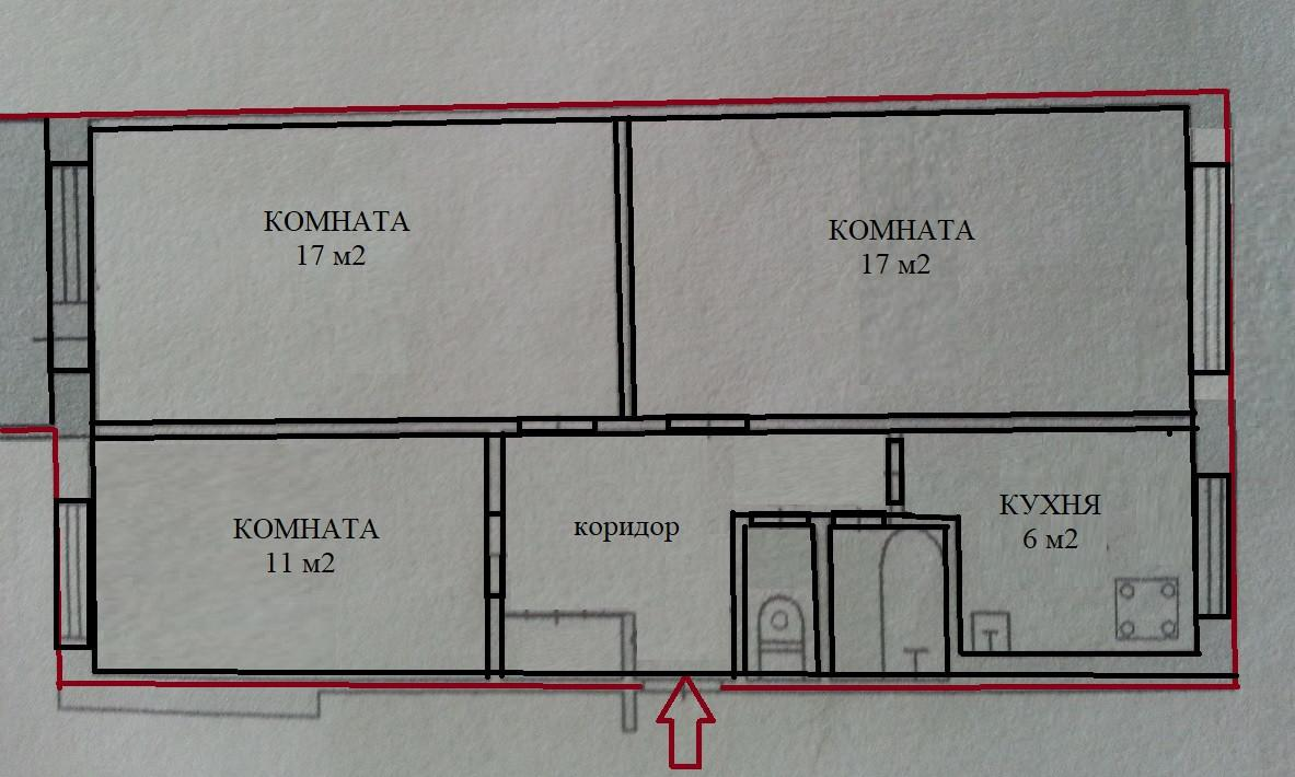 3-комнатная 61.8 м2 в ЖК undefined корпус null этаж 2