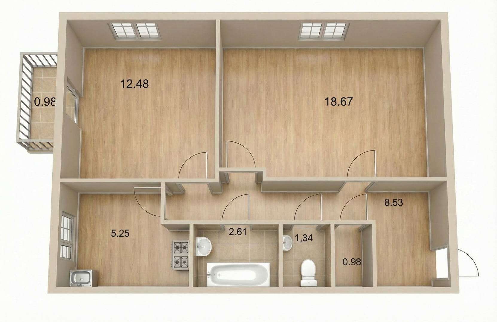 2-комнатная 49.8 м2 в ЖК undefined корпус null этаж 2